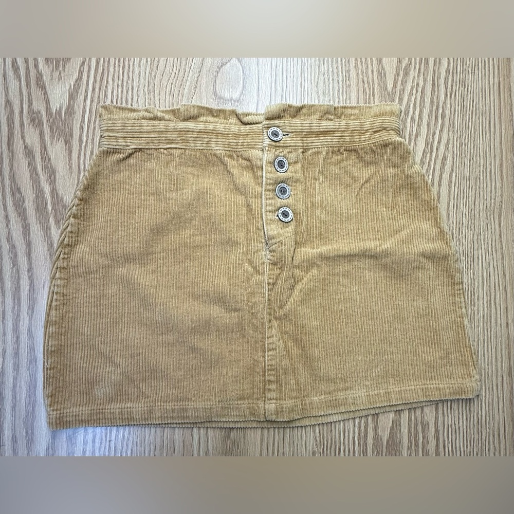 Lottie Moss Stylish Tan Corduroy Mini Skirt